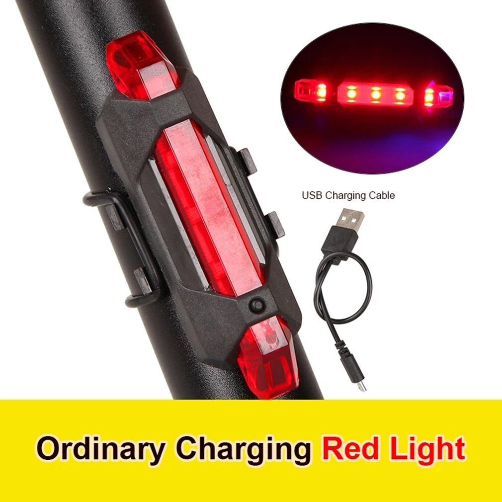 مصباح الدراجة الجبلية المقاوم للماء القابل لإعادة الشحن عبر USB تحذير لركوب الدراجات الضوء الخلفي للدراجة مصباح أمامي LED
